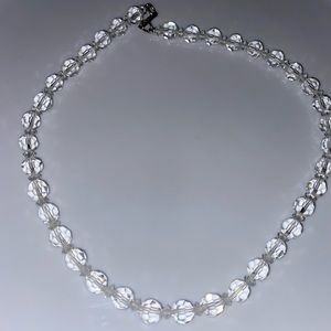 Vintage 17” Hobe necklace silvertone metal crystal faceted stones
